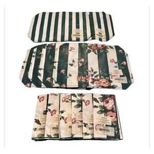 Vintage Waverly Placemats Napkin Set 12 Piece Flora Stripe Kismet Forest